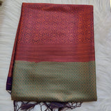 Premium Banarasi Soft Silk Saree Pista green with Wine