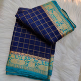 Banarasi Chiffon Checks Navya  Blue