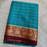 Banarasi Chiffon Checks Rama Green