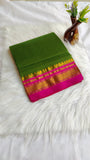 Ilakal tana plain silk pallu green