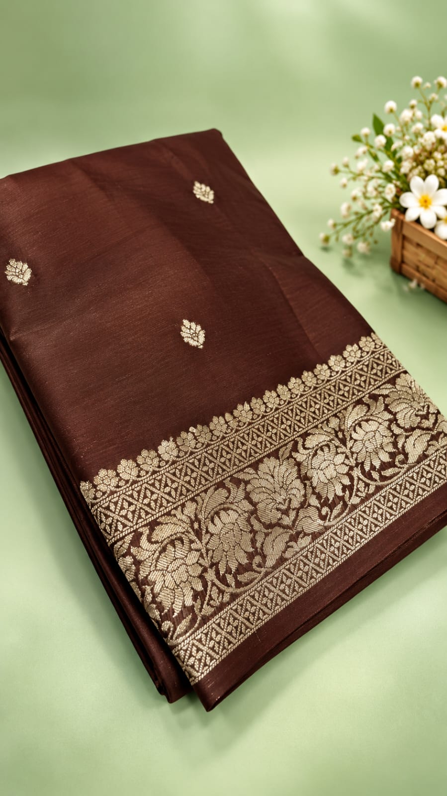 Pure Banaras Khaddi Chiffon Self Saree
