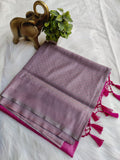 Premium Kubera Pattu Soft Silk Saree Dark Grey with Pink