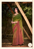 Premium Moss Chiffon Fancy Saree With Designer Blouse Piece