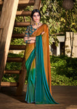 Premium Moss Chiffon Fancy Saree With Designer Blouse Piece