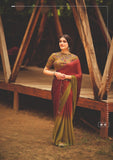 Premium Moss Chiffon Fancy Saree With Designer Blouse Piece