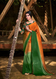 Premium Moss Chiffon Fancy Saree With Designer Blouse Piece