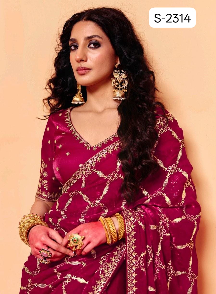 Pure Fancy Tissue with  Hand work Blouse