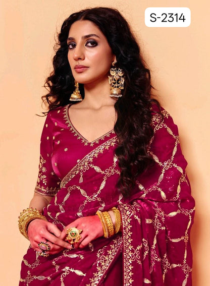 Pure Fancy Tissue with  Hand work Blouse