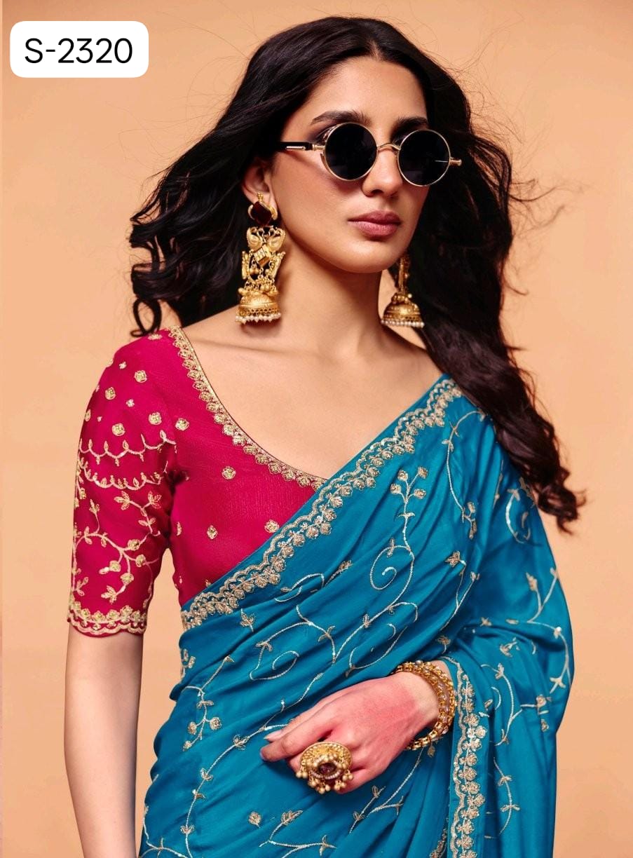 Pure Fancy Tissue with  Hand work Blouse