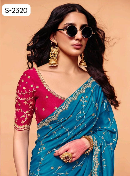 Pure Fancy Tissue with  Hand work Blouse