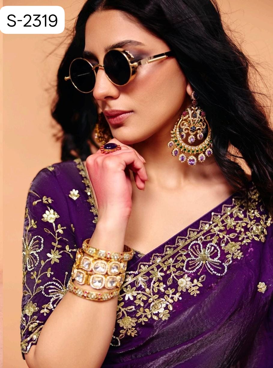 Pure Fancy Tissue with  Hand work Blouse