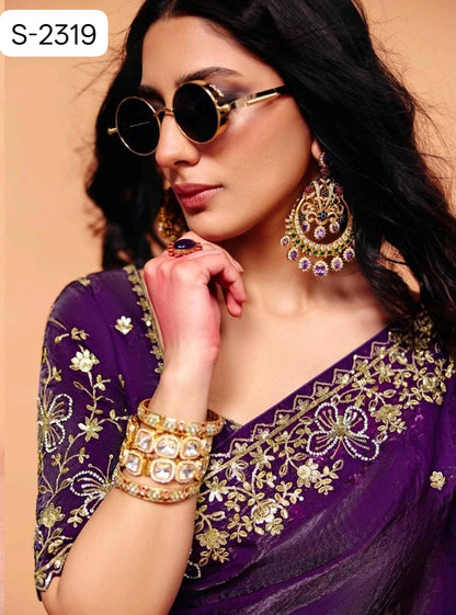 Pure Fancy Tissue with  Hand work Blouse