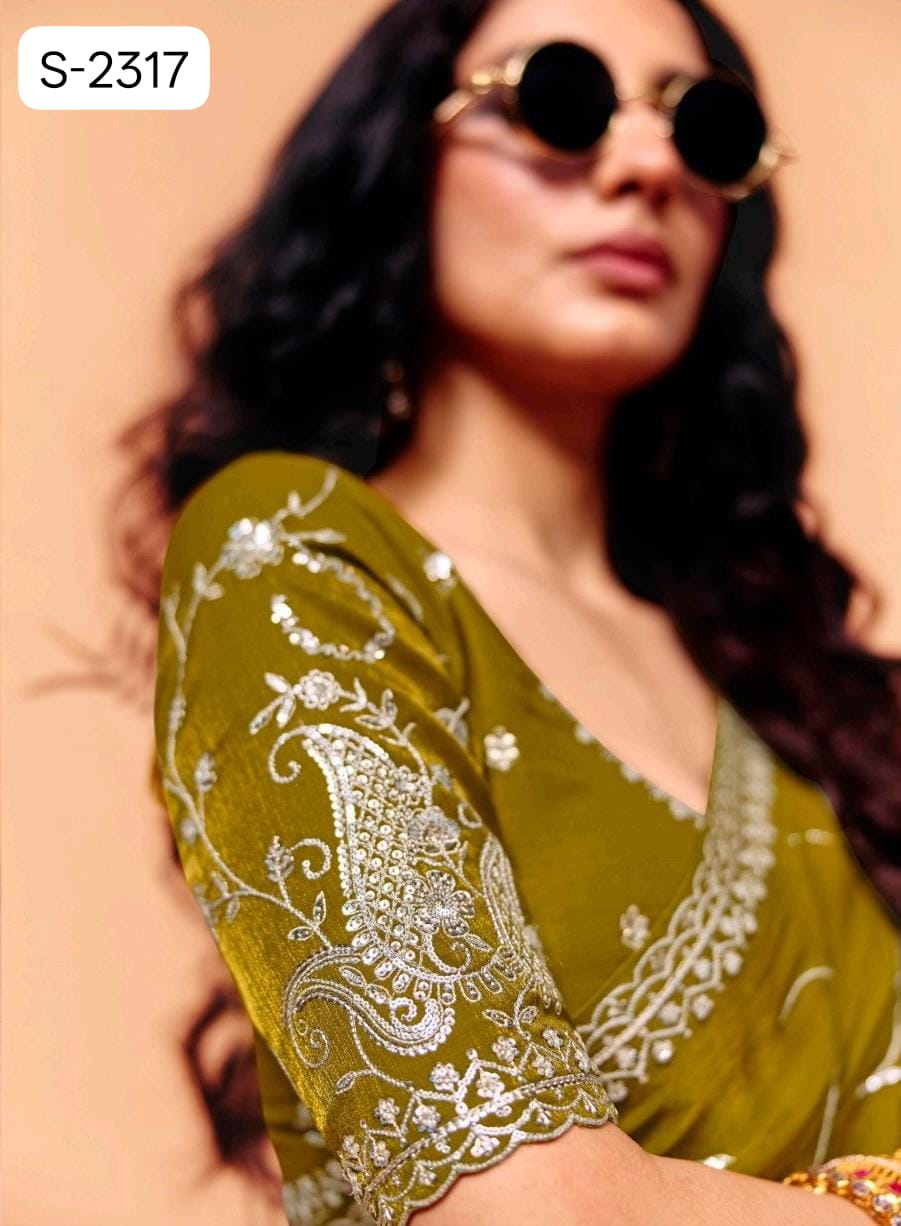 Pure Fancy Tissue with  Hand work Blouse