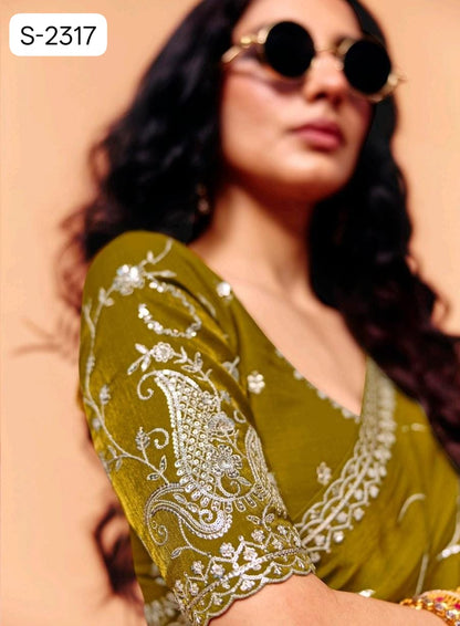 Pure Fancy Tissue with  Hand work Blouse