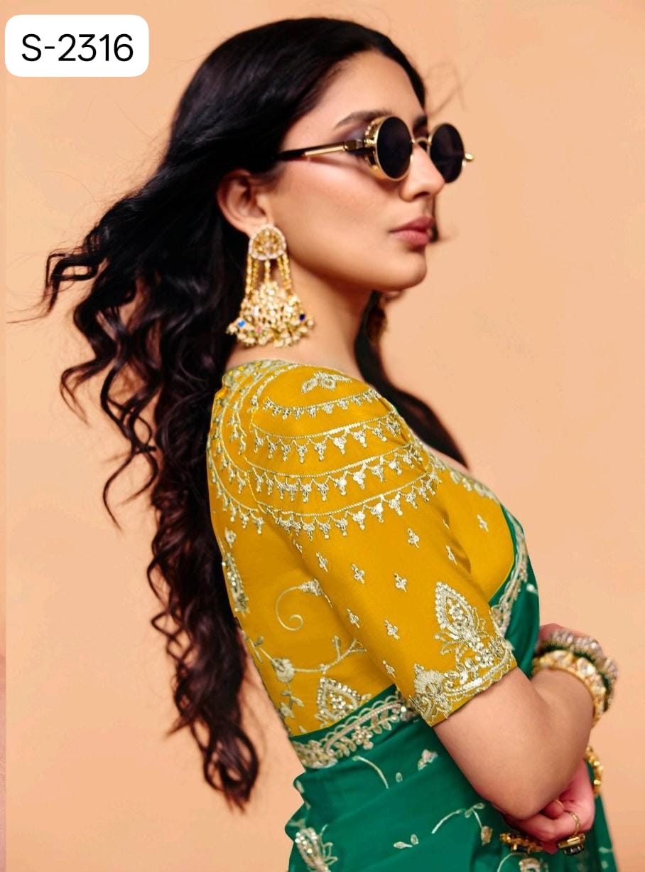 Pure Fancy Tissue with  Hand work Blouse