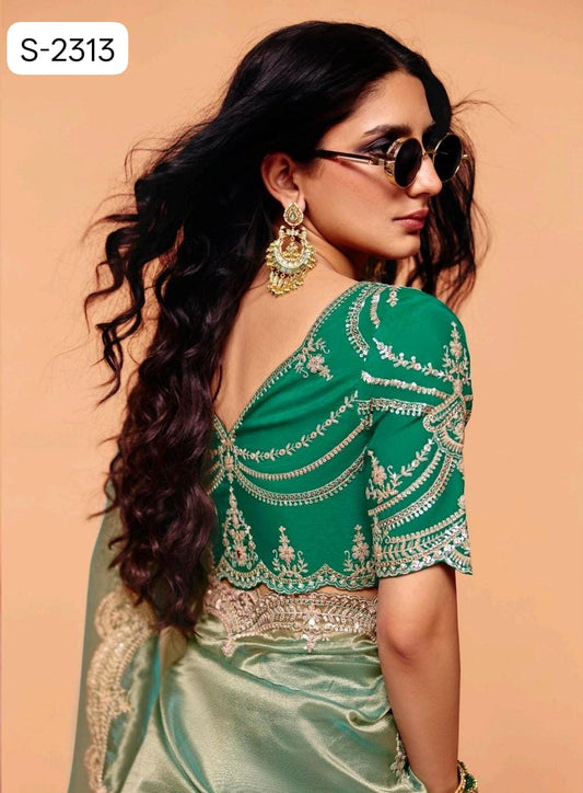 Pure Fancy Tissue with  Hand work Blouse