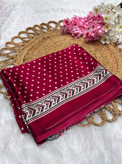 Semi Modal Silk Ajrak Print Pallu