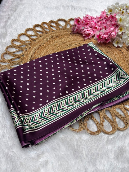 Semi Modal Silk Ajrak Print Pallu