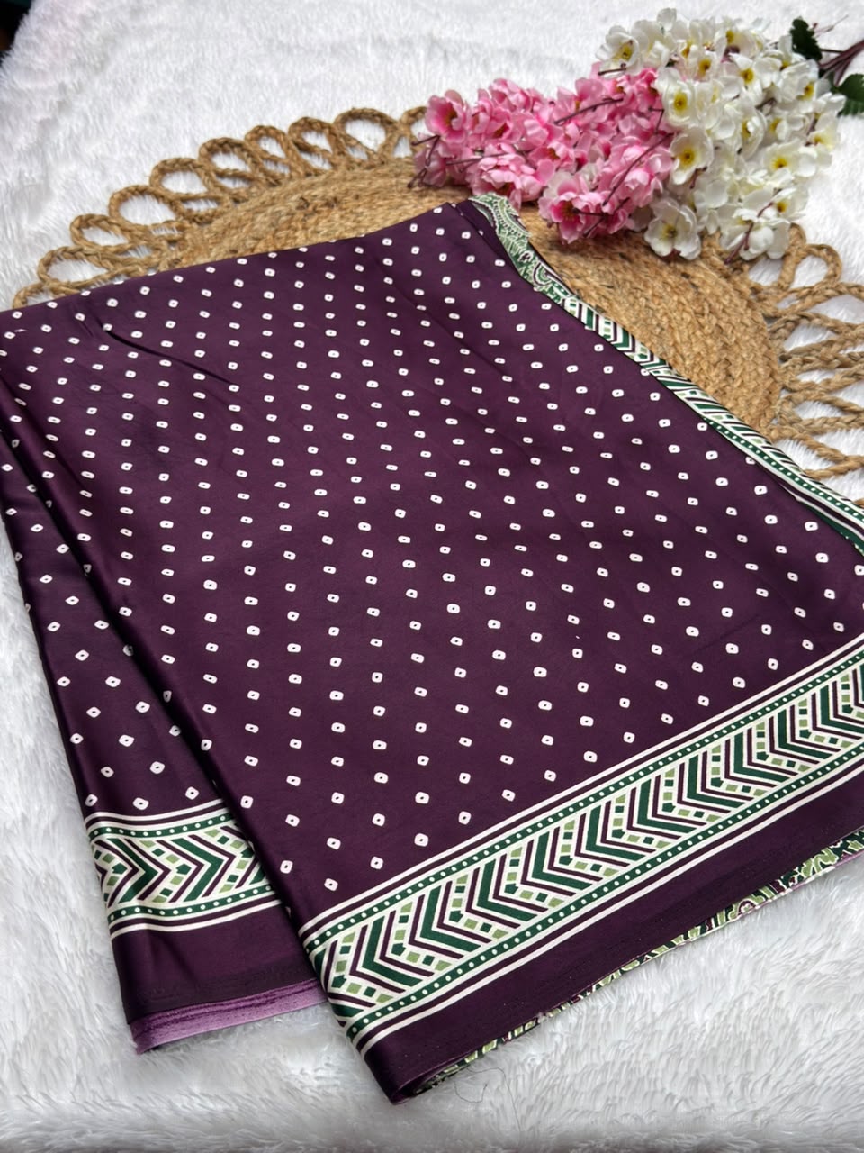 Semi Modal Silk Ajrak Print Pallu