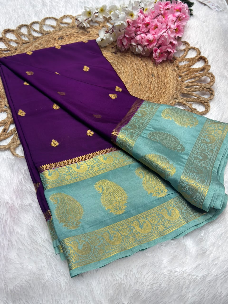 Premium Mysore Crepe Bentex Border
