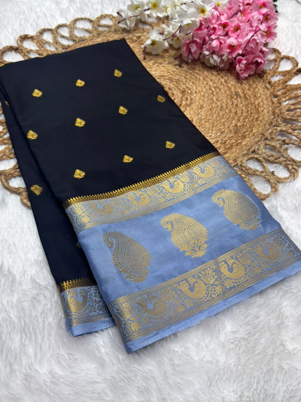 Premium Mysore Crepe Bentex Border