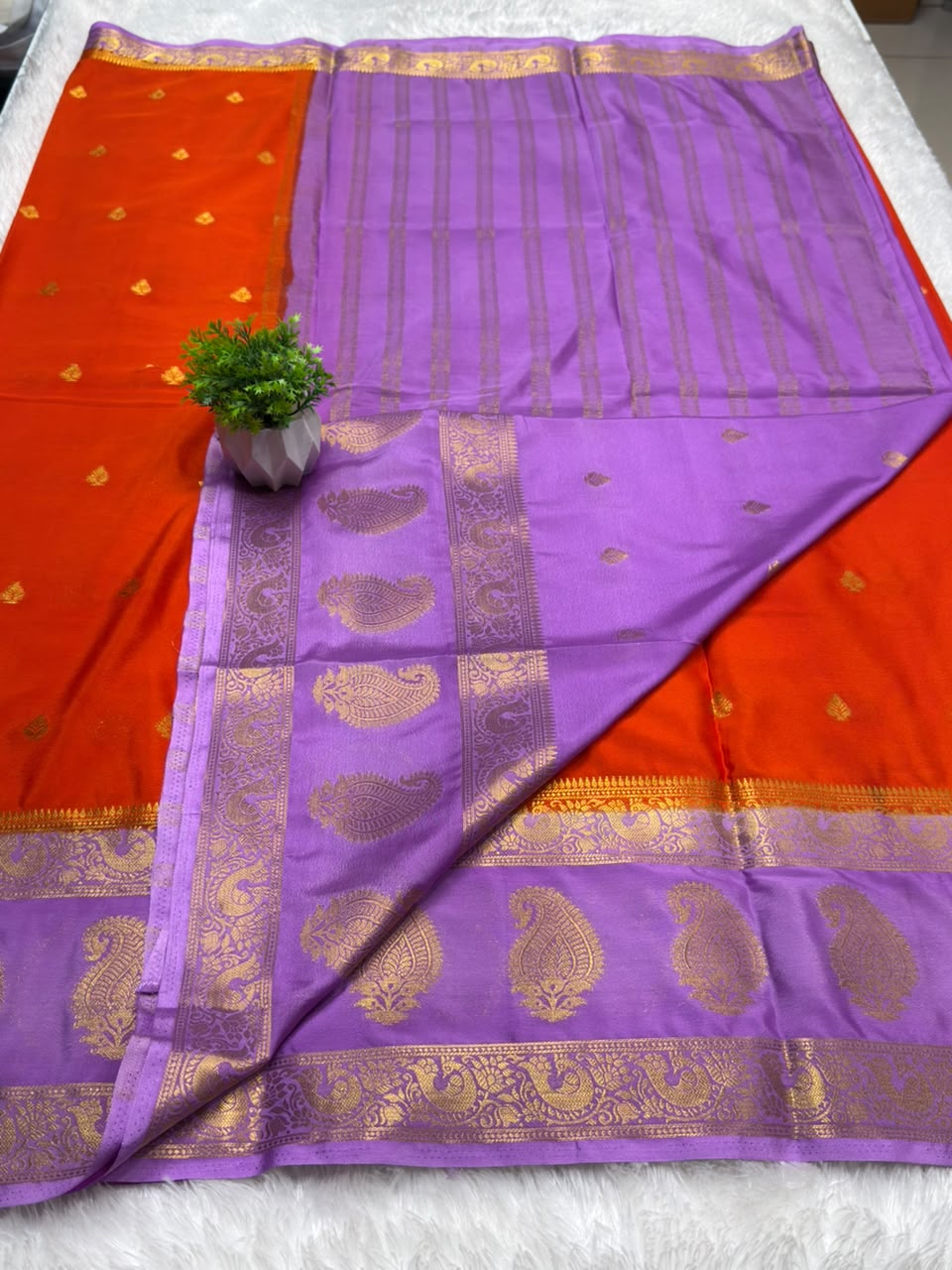 Premium Mysore Crepe Bentex Border