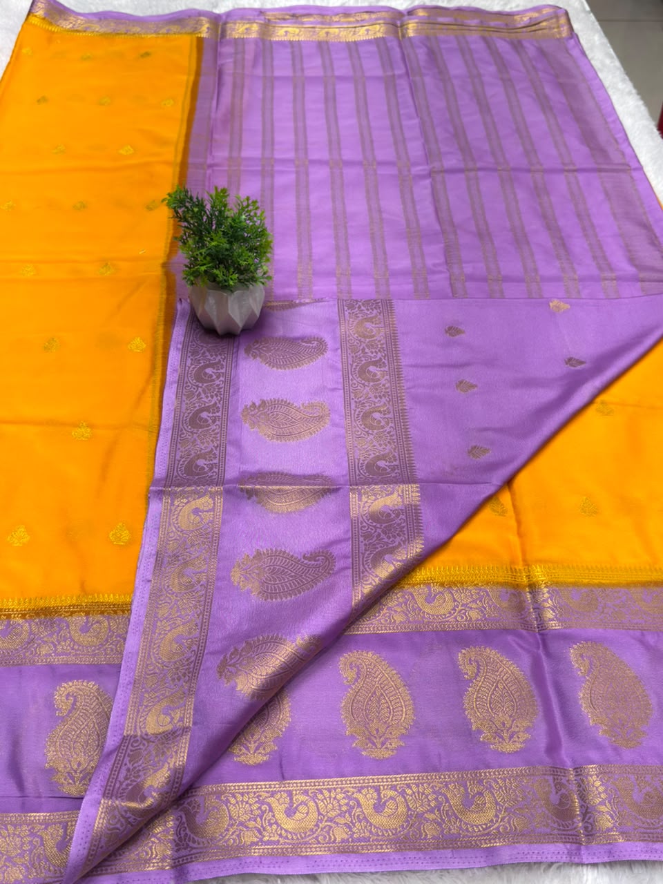 Premium Mysore Crepe Bentex Border