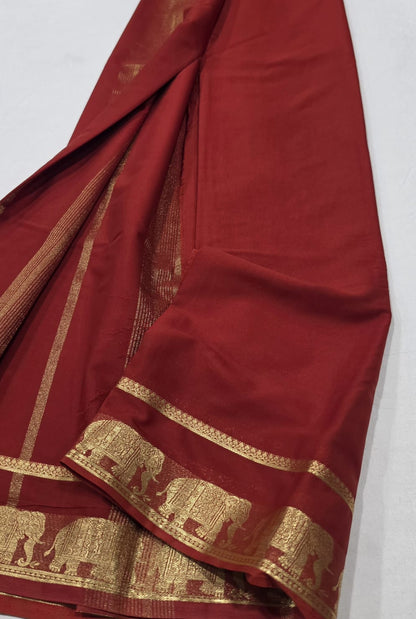 Semi Mysore Crepe Sarees with Elephant Border