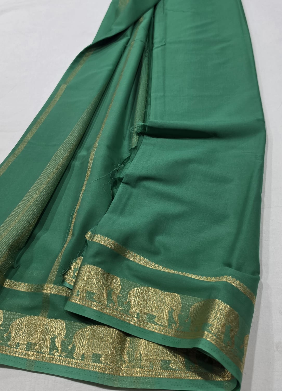 Semi Mysore Crepe Sarees with Elephant Border