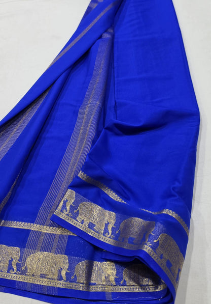 Semi Mysore Crepe Sarees with Elephant Border