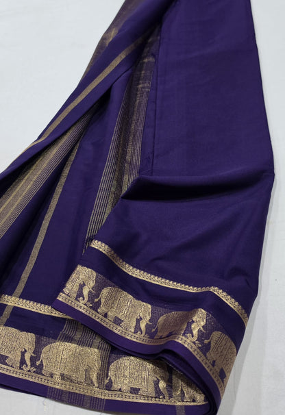 Semi Mysore Crepe Sarees with Elephant Border