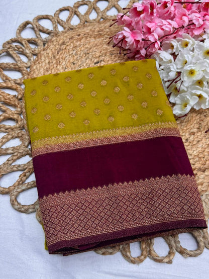 Premium Semi Khaddi Banarasi Georgette with Bentex Border