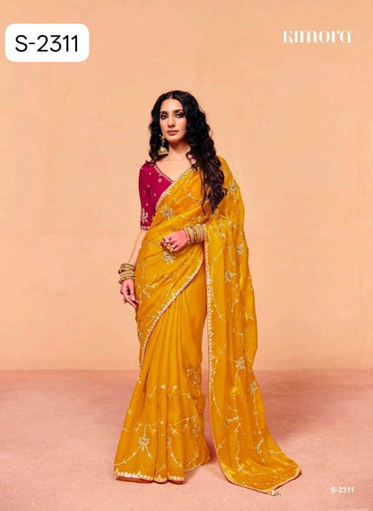 Pure Fancy Tissue with  Hand work Blouse