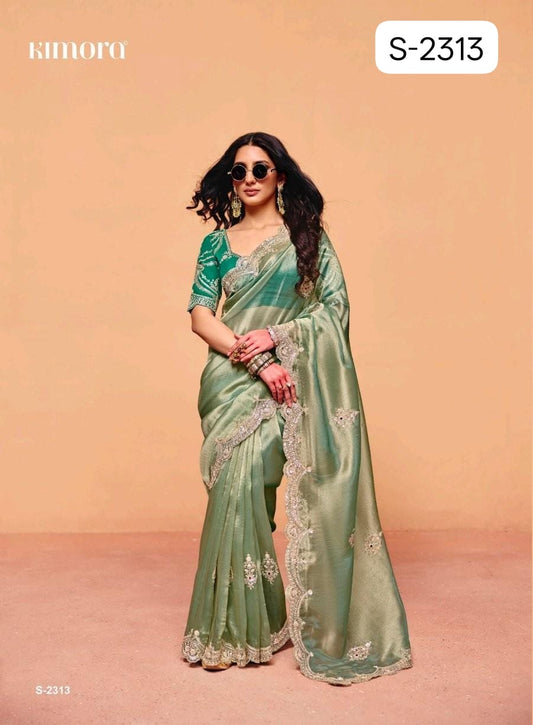 Pure Fancy Tissue with  Hand work Blouse