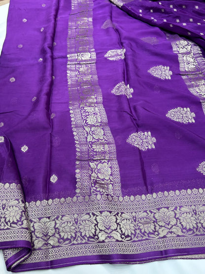 Pure Banaras Khaddi Chiffon Self Saree