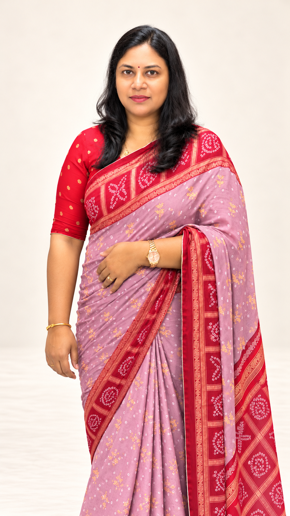 Premium Chiffon Fancy Saree with Bandini Blouse & Pallu