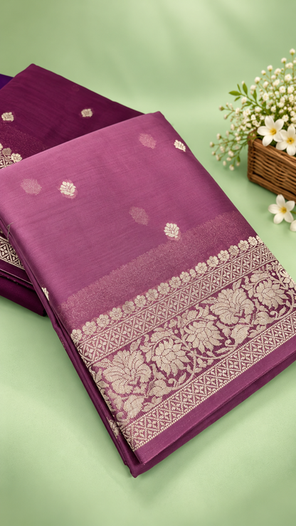 Pure Banaras Khaddi Chiffon Self Saree