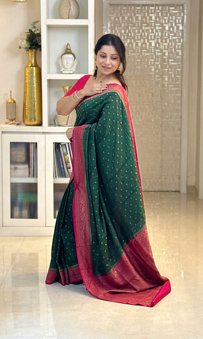 Pure Banaras Khadi Crepe with Contrast Border