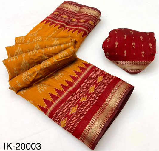 Soft Mul Cotton with Plain Body & Patola Printed Pallu Border & Zari border
