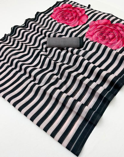 Soft Cotton Based Lenin with Zari Border and Fancy Tassels
