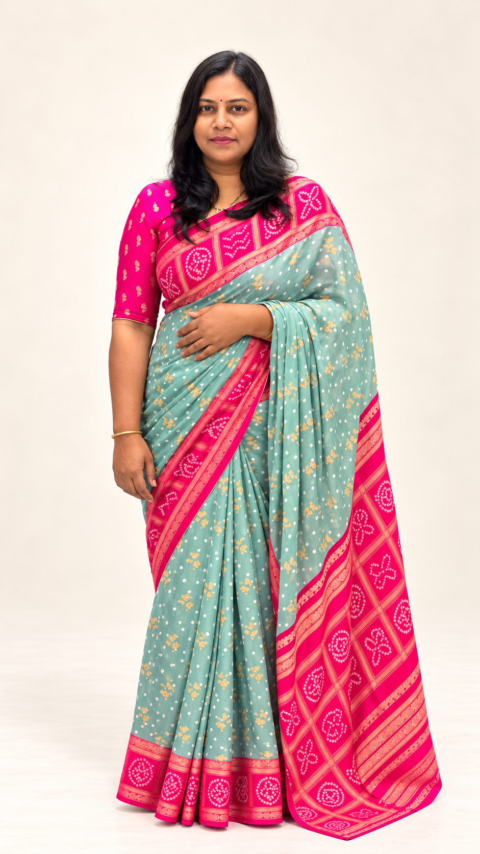 Premium Chiffon Fancy Saree with Bandini Blouse & Pallu
