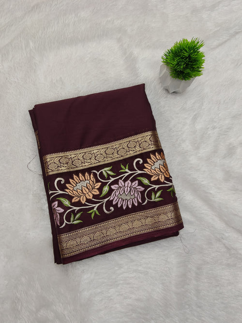 Bentex Crepe Embroidery Saree