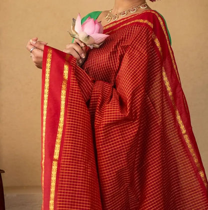 Premium Cotton Sarees with Checks Pattern vol-2