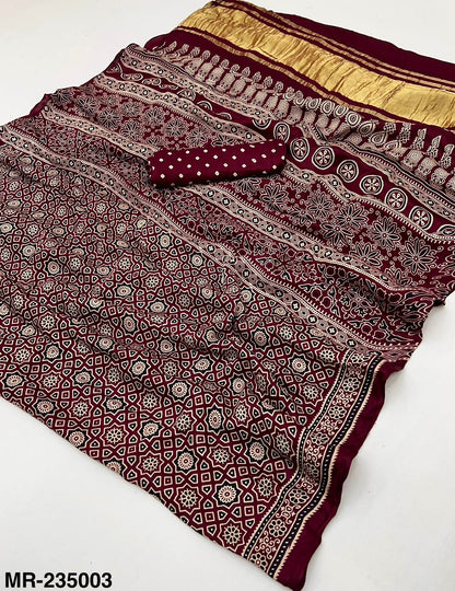 Premium Modal Ajrakh with pagadi patta and handblock print