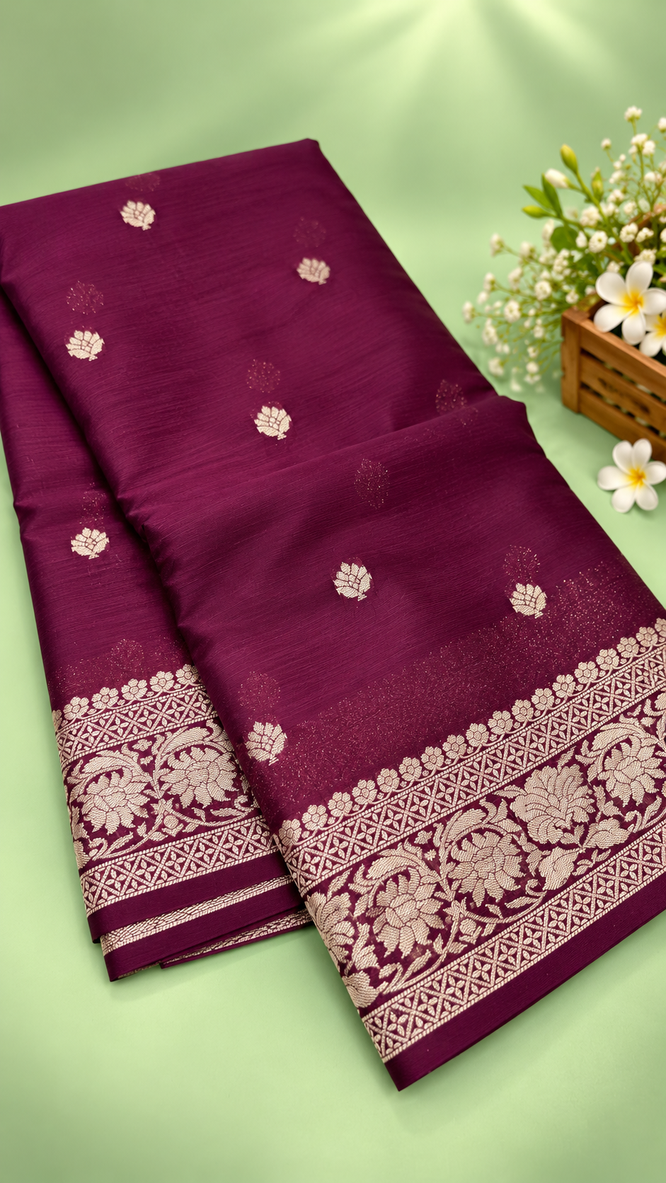 Pure Banaras Khaddi Chiffon Self Saree