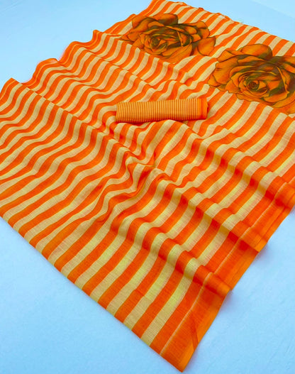 Soft Cotton Based Lenin with Zari Border and Fancy Tassels