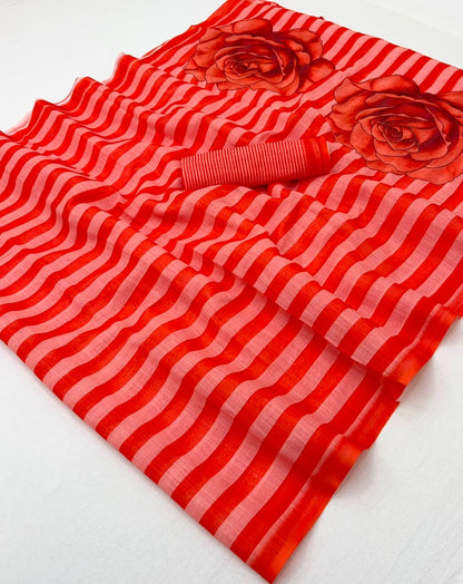 Soft Cotton Based Lenin with Zari Border and Fancy Tassels