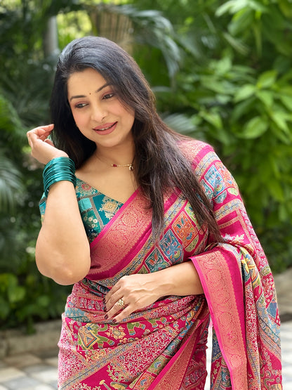 Premium Fancy Chiffon with Phshimna inspired design