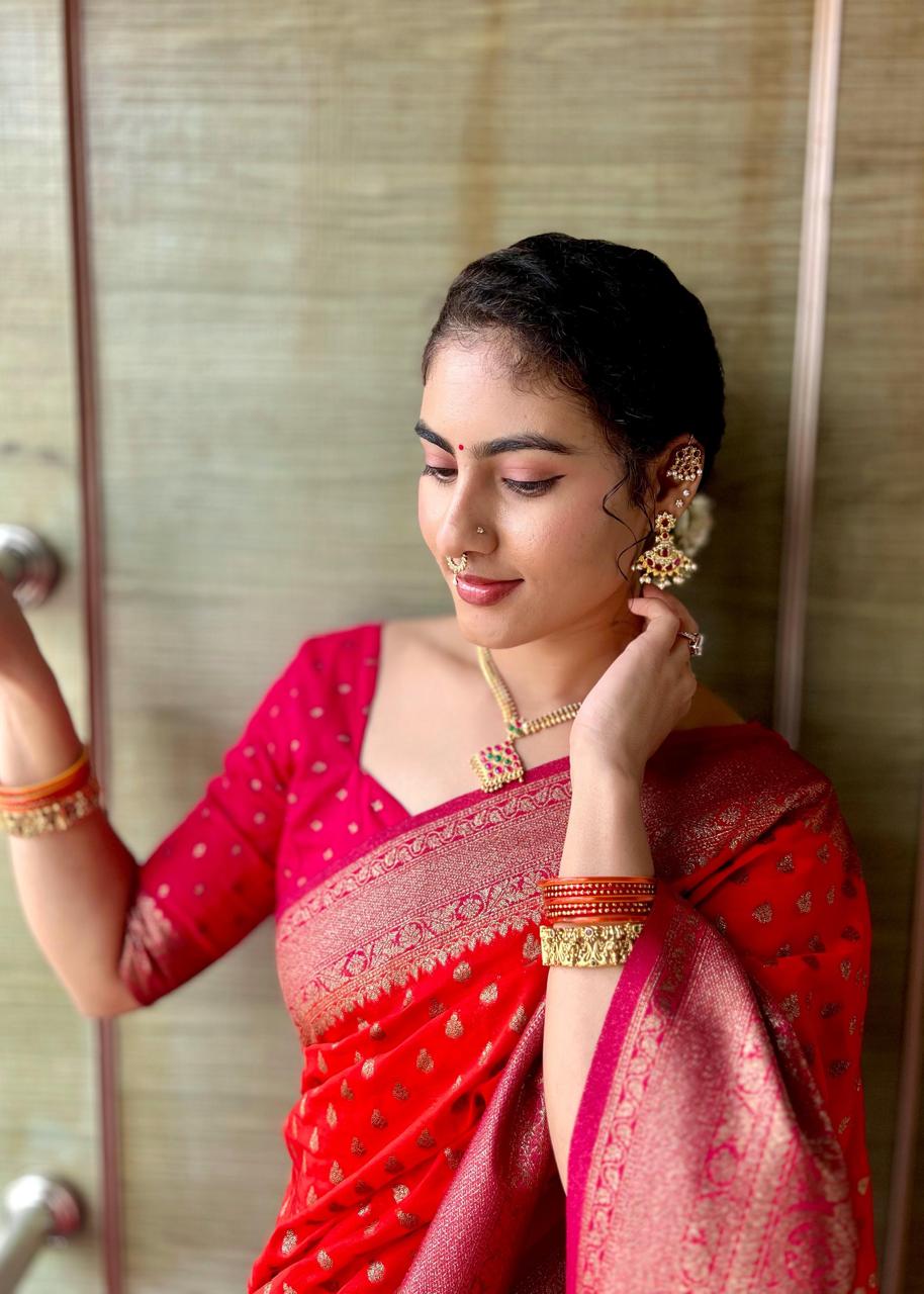 Premium Semi Khaddi Georgette and Orange with Pink Border