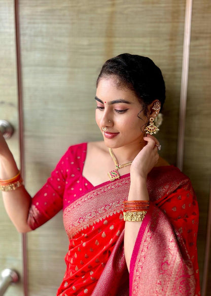 Premium Semi Khaddi Georgette and Orange with Pink Border